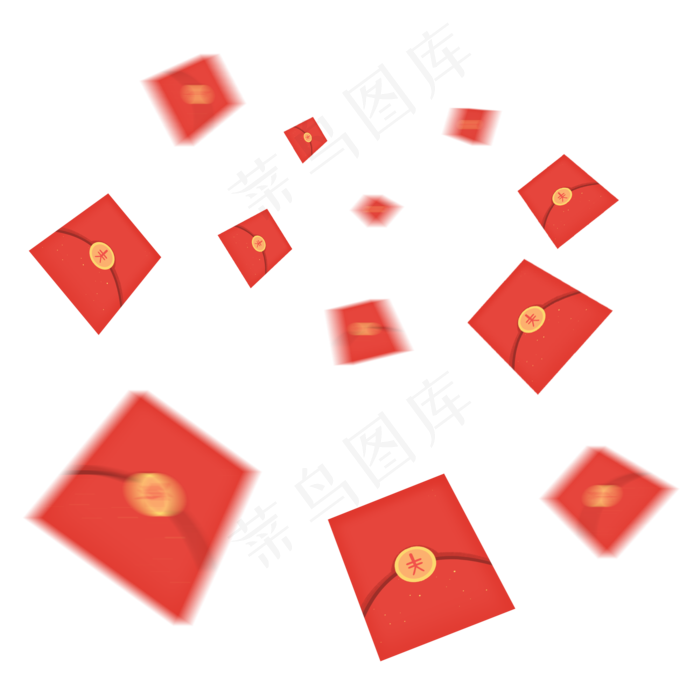 春节飞翔漂浮群发红包,免抠元素(2000*2000px)psd模版下载