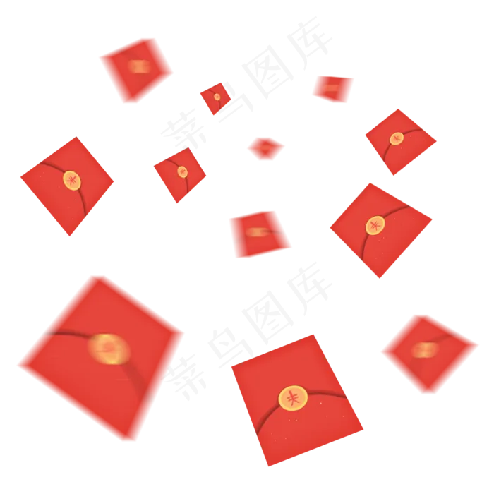 春节飞翔漂浮群发红包,免抠元素(2000*2000px)psd模版下载