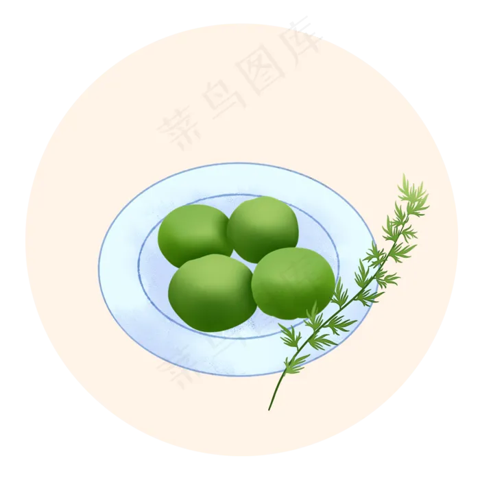 清明节绿色青团免扣装饰(2000X2000(DPI:300))psd模版下载