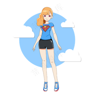 母亲节卡通手绘超人妈妈素材