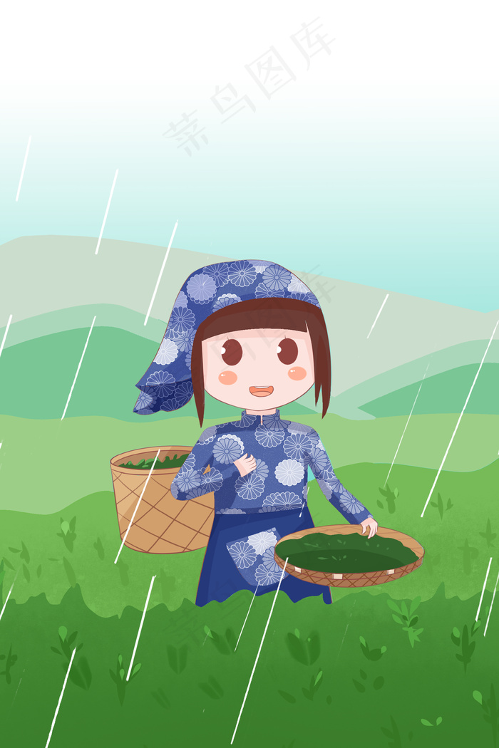 二十四节气谷雨绿色清新商业配图(3543*5315px 	      )psd模版下载