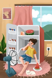夏天夏季女孩清凉一夏小清新小暑节气 夏天夏季女孩清凉一夏小清新小暑节气