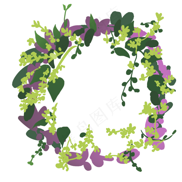 紫色的鲜花花环插画