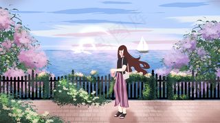 五一出游唯美女孩