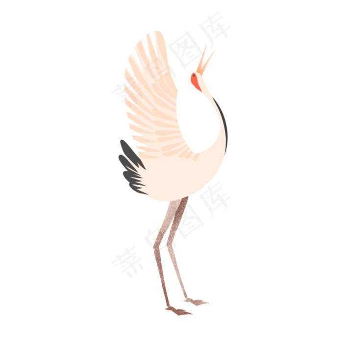 中国风鸣叫凤舞仙鹤,免抠元素