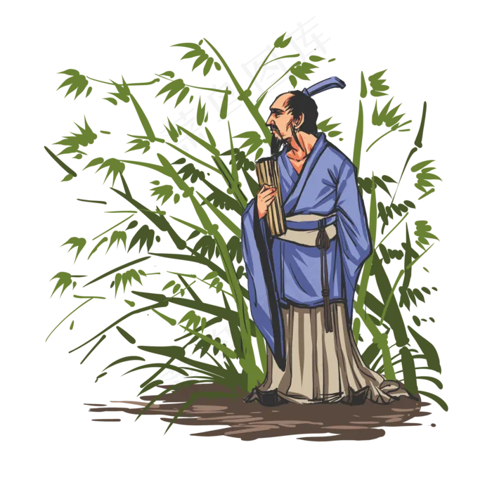 端午节古风竹林屈原(2000X2000(DPI:300))psd模版下载
