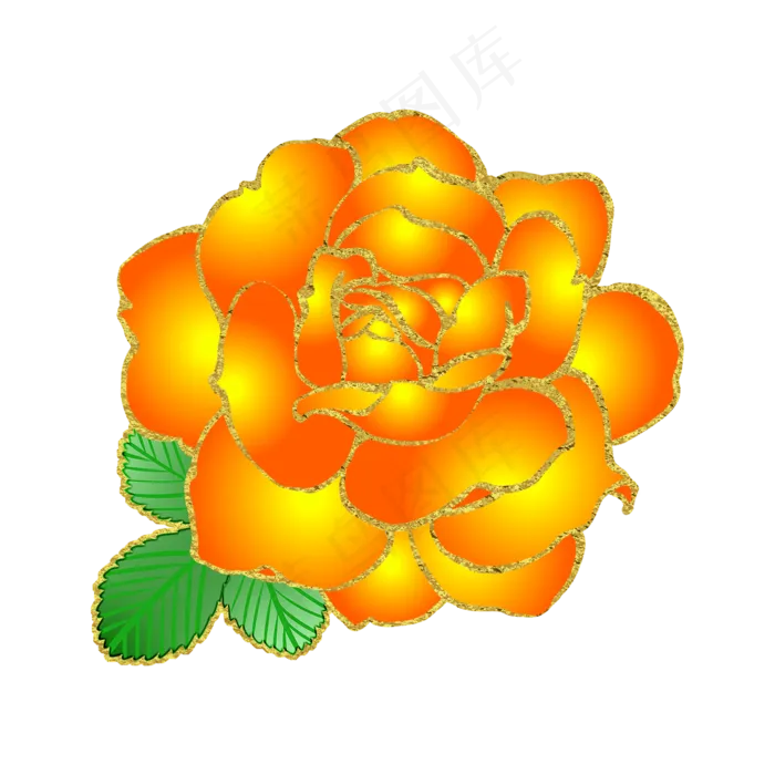 橘黄色玫瑰唯美花卉PNG素材,免抠元素(2000*2000px 300 dpi )psd模版下载