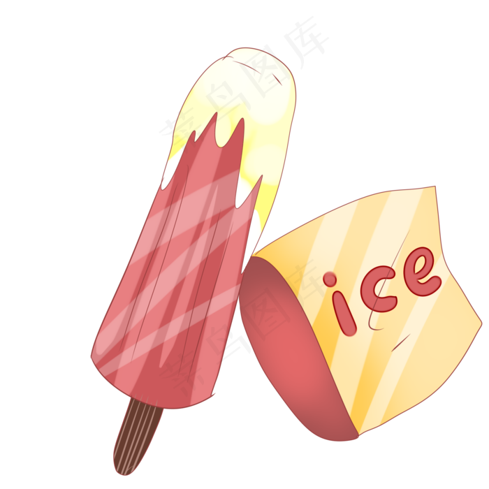 美味水果冰淇淋插画