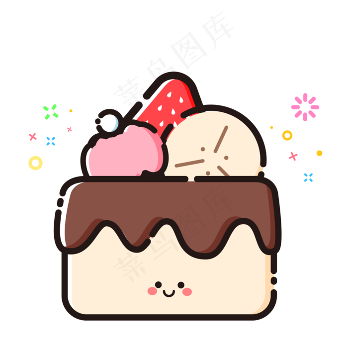 mbe风格卡通可爱巧克力水果蛋