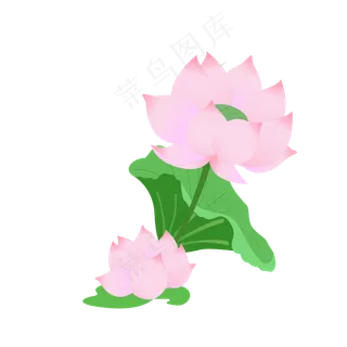 手绘卡通粉色莲花