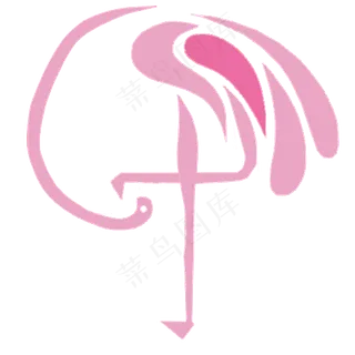 粉色舔羽毛的火烈鸟