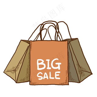 一堆手绘打折购物纸袋PNG免抠素材