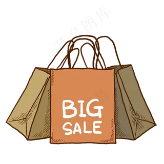 一堆手绘打折购物纸袋PNG免抠素材