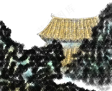 紫禁城故宫山石园林御花园水墨国,免抠元素 紫禁城故宫山石园林御花园水墨国,免抠元素