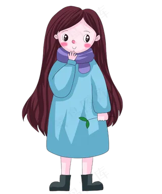 卡通手绘手捧树苗的女孩