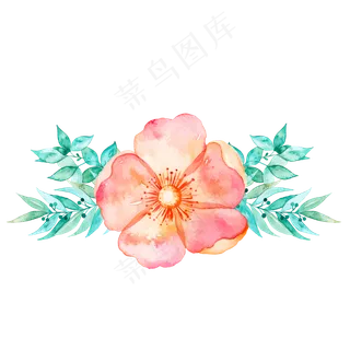 小清新手绘水彩花朵绿叶