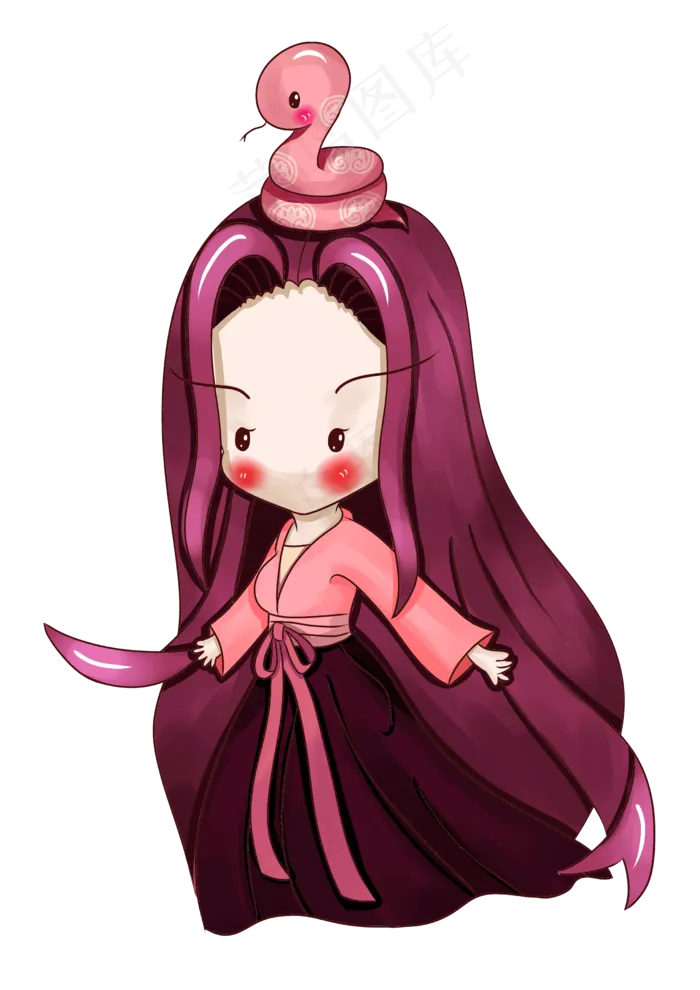 妇女节生肖妈妈卡通人物粉紫色png,免抠元素(2480X3507(DPI:300))psd模版下载
