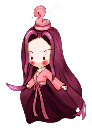 妇女节生肖妈妈卡通人物粉紫色png,免抠元素