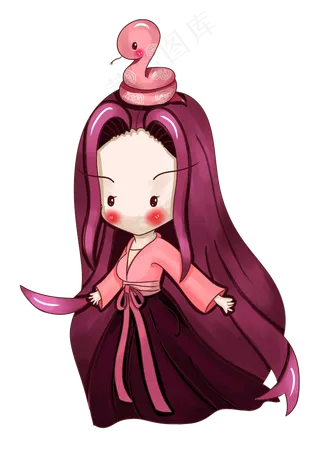 妇女节生肖妈妈卡通人物粉紫色png,免抠元素