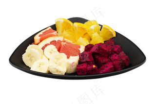 黑色盘子水果
