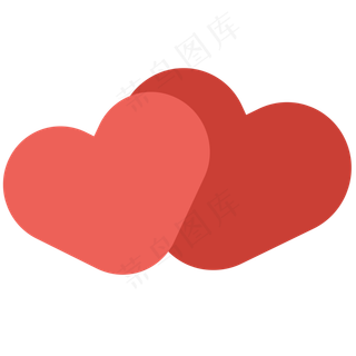 两个红色的爱心免抠图