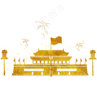 撒金粉*路灯国旗庆祝国庆节,免抠元素