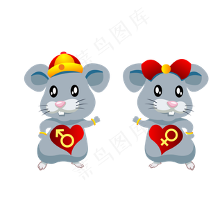 鼠年情侣卡通头像,免抠元素