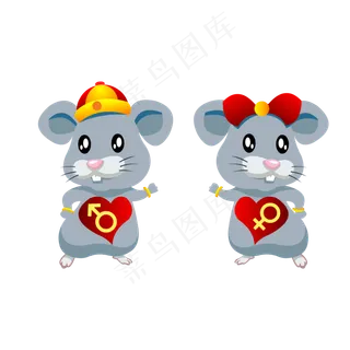 鼠年情侣卡通头像,免抠元素
