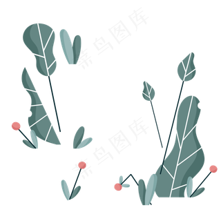 文艺清新植物小花卡通png素材