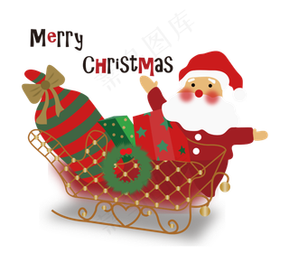 圣诞节圣诞老人送礼圣诞车场景png,免抠元素