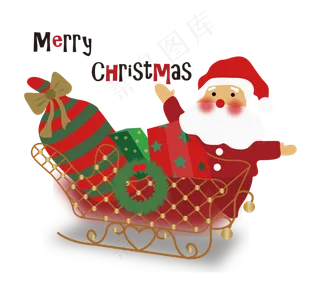 圣诞节圣诞老人送礼圣诞车场景png,免抠元素