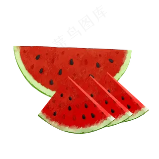 四块西瓜多汁夏季消暑水果