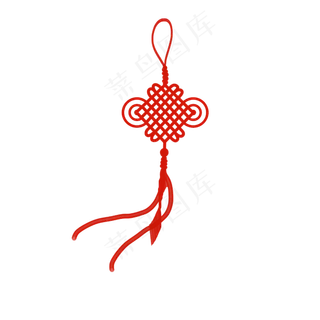 新年元宵红色流苏中国结吊坠,免抠元素