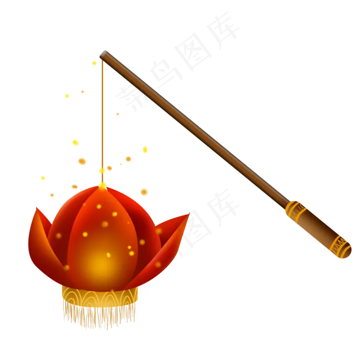 中国风红色莲花灯,免抠元素