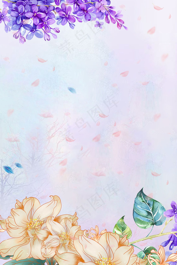 妇女节手绘花朵psd分层banner(3545*5315px 	      )psd模版下载