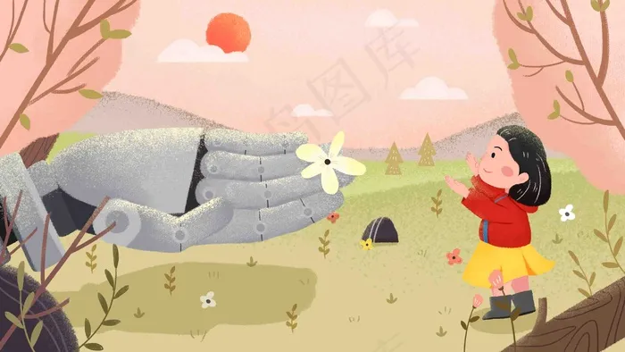 未来科技概念科技机械手未来科技虚拟现实(3545X5315(DPI:300))psd模版下载