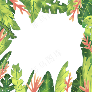 绿色树叶围绕的边框