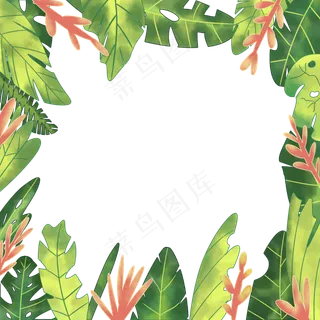 绿色树叶围绕的边框