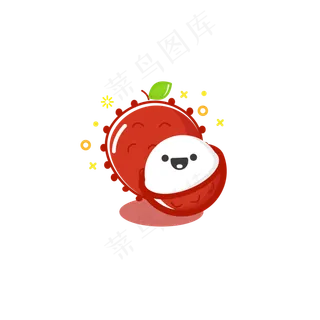 暖色调夏日清凉荔枝扁平化图案卡