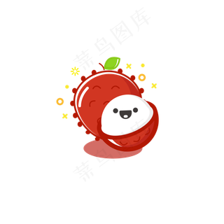 暖色调夏日清凉荔枝扁平化图案卡