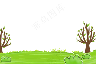 绿色草地风景儿童宣传素材png免抠