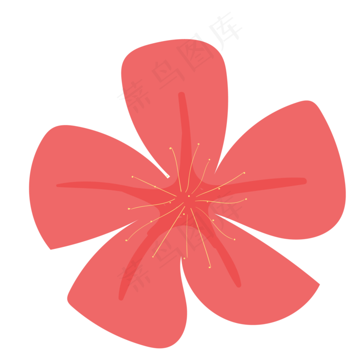 一朵美丽的五瓣红花(2000X2000(DPI:300))ai矢量模版下载