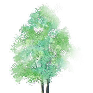 绿色水彩树免费下载,免抠元素