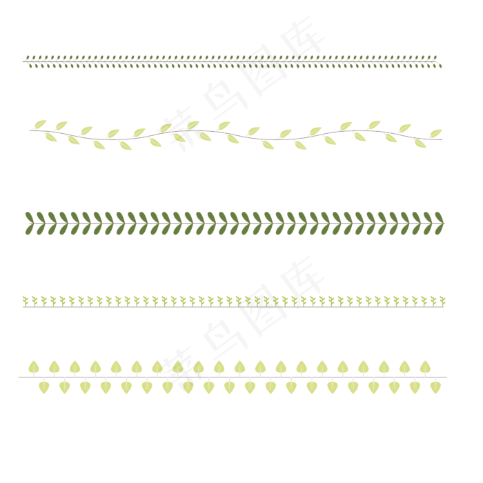 绿色树叶卡通植物分割线设计素材,免抠元素(2000X2000(DPI:299))ai矢量模版下载
