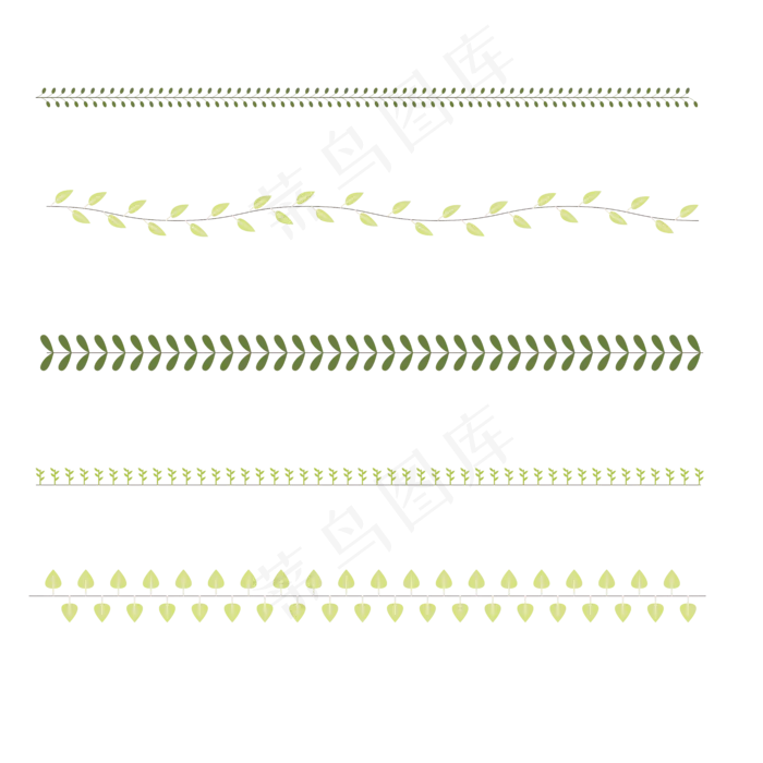 绿色树叶卡通植物分割线设计素材,免抠元素(2000X2000(DPI:299))ai矢量模版下载
