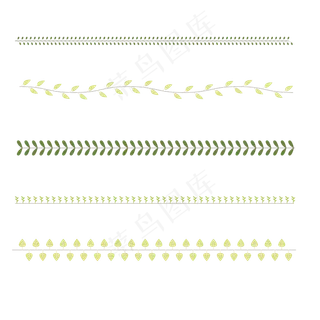 绿色树叶卡通植物分割线设计素材,免抠元素