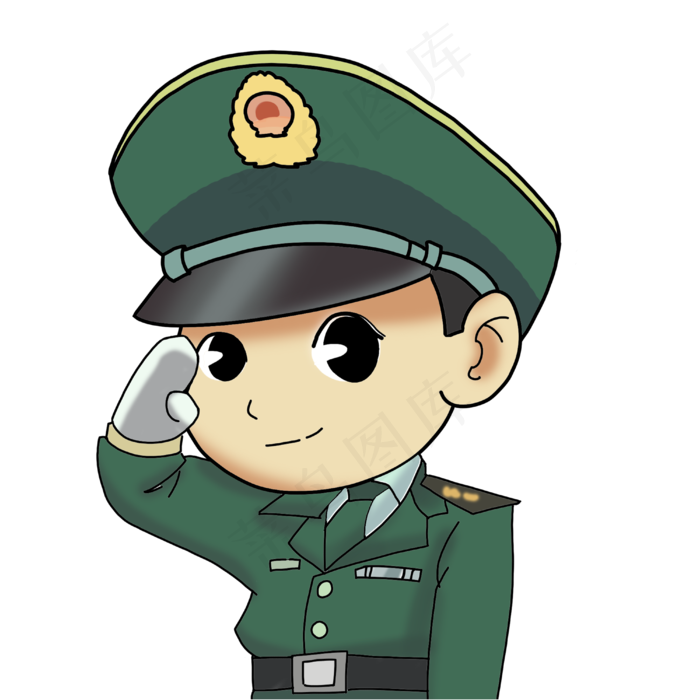 八一建军节敬礼的解放军战士插画