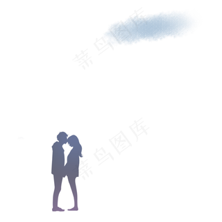 情侣天空下的剪影