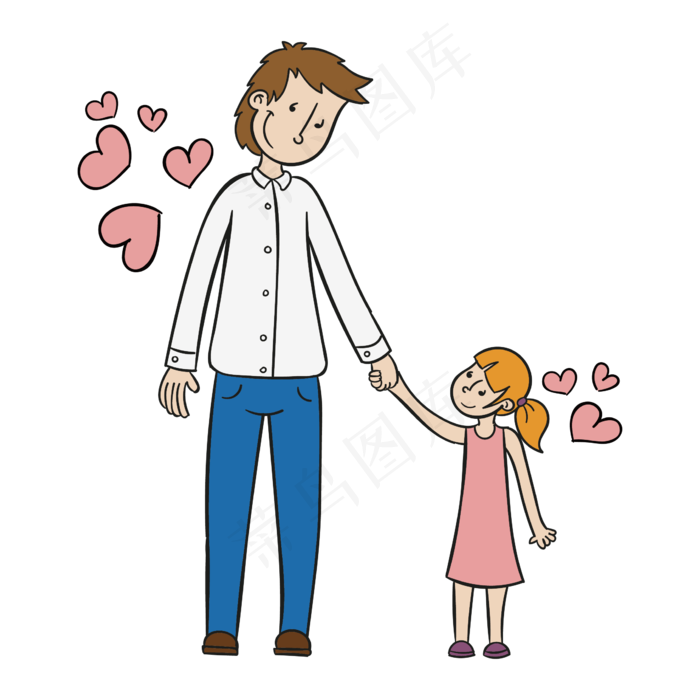 卡通父女俩矢量素材