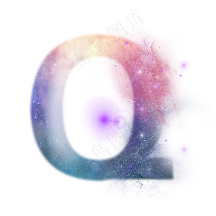 创意星空蓝色红色字母Q,免抠元素艺术字(3000X3000(DPI:300))psd模版下载